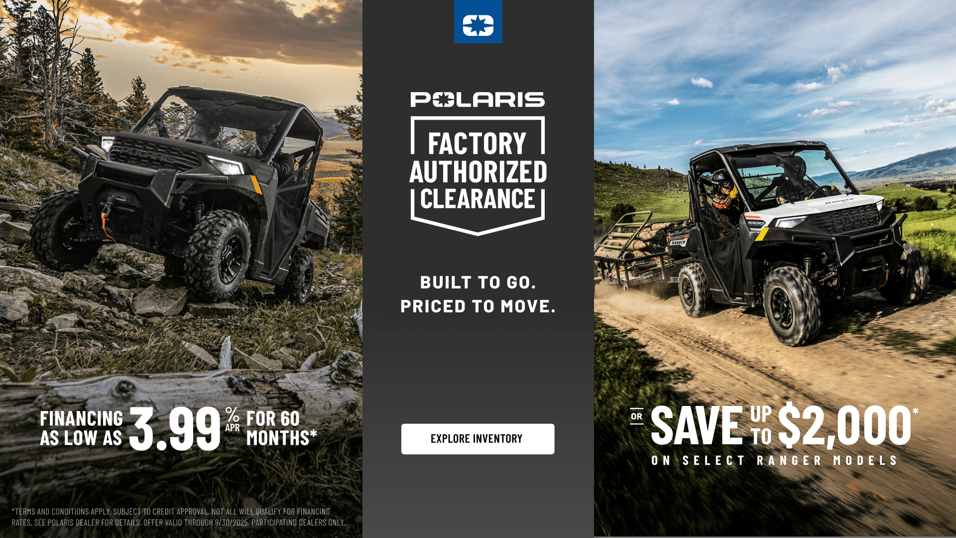 Factory Authorized Clearance Event | 3.99% or up to $2,000 Off Select Ranger Models