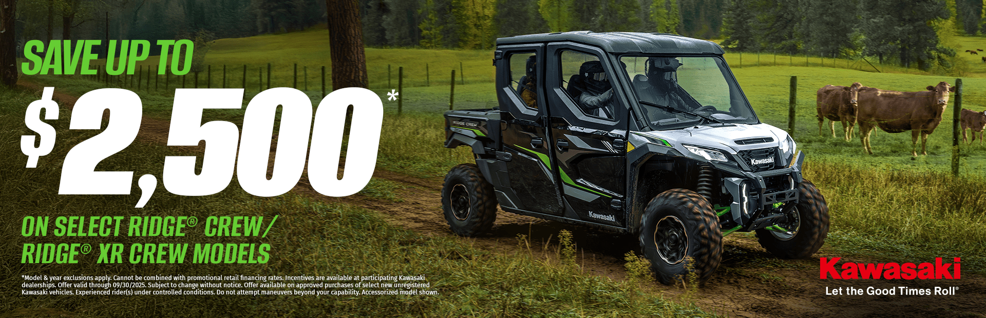 Kawasaki | Save up to $2,500 on Select Ridge Crew / Ridge XR Crew Models