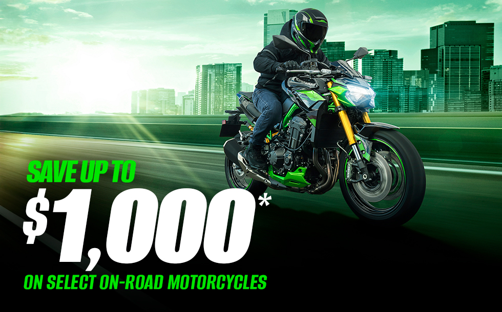 Save up to $1,000 on Select On-Road Motorcycles
