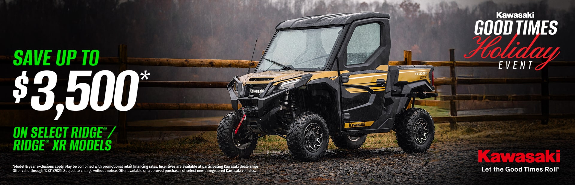 Save up to $3,500* on select RIDGE® / RIDGE® XR models